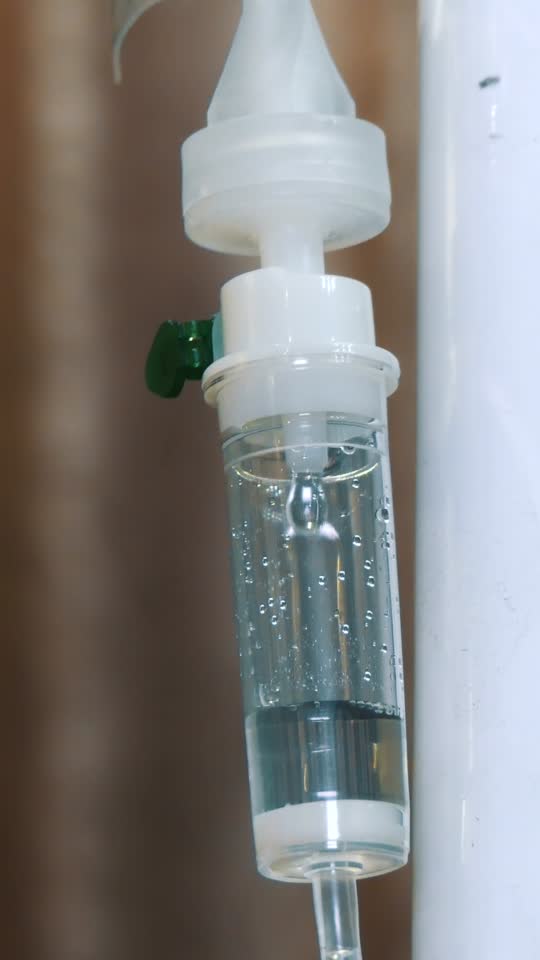 Closeup of medicine is dripping into the dropper. Stock Footage